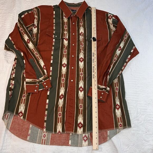 Wrangler Western Shirt Mens Size XXXL Pearl Snap Aztec Southwestern Long-Sleeve - Picture 5 of 14